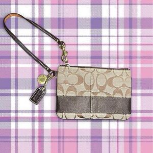 Coach Tan and Brown Wristlet